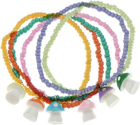 COLORFUL BLING 2-6Pcs Multilayer Cute Funny Mushroom Stretch Bracelet Sweet Pearl Beaded Fresh Foods Mushroom Wrap Bracelet for Women Girls Lovely Jewelry in Saudi Arabia