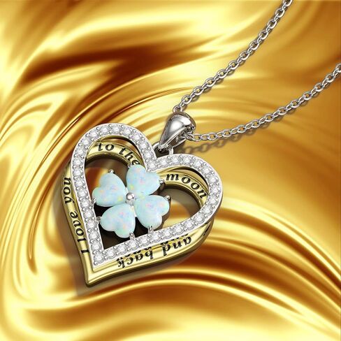 المسافة أحبك إلى القمر والعودة قلادة S925 الفضة الاسترليني أوبال القلب قلادة قلادة مجوهرات هدايا لها / فتاة / نساء / صديقة / زوجة in Kuwait