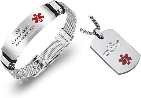 ZKXXJ Personalized Stainless Steel Medical Alert Bracelets and Necklaces Set for Women Men Medic ID Identification Cuff Bracelet & Pendant Necklace Health Awareness Jewelry for Adults Teens in Saudi Arabia