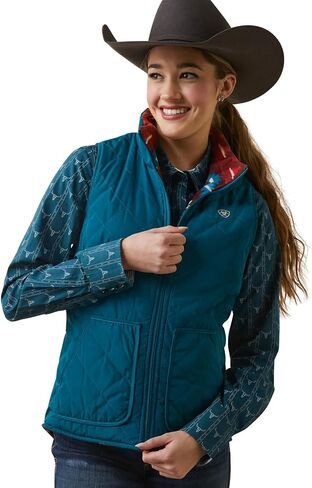 Ariat Women's Dilon Reversible Insulated Vest - Deep Lagoon, Large in Saudi Arabia