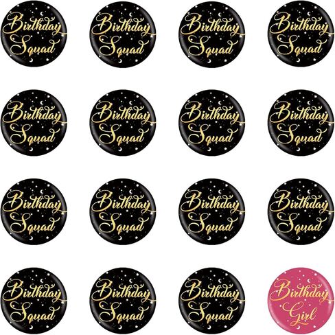 18 Pieces Birthday Girl Button Pin, Birthday Squad Pinback Buttons for Girls, Happy Birthday Badge, Kids Birthday Party Decoration Supplies in Kuwait