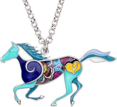 BONSNY Enamel Running Horse Necklace Pendant Chain Zinc Alloy Animals Lovers Gifts for Girls in Saudi Arabia