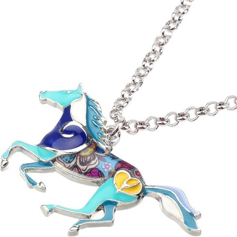 BONSNY Enamel Running Horse Necklace Pendant Chain Zinc Alloy Animals Lovers Gifts for Girls in Saudi Arabia