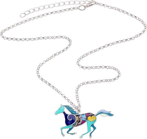 BONSNY Enamel Running Horse Necklace Pendant Chain Zinc Alloy Animals Lovers Gifts for Girls in Saudi Arabia