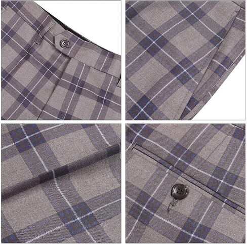 Iynnijoy Mens Double Breasted Plaid Suit Slim Fit 2-Piece Formal Jacket Tux Pants for Prom Wedding Party in Kuwait
