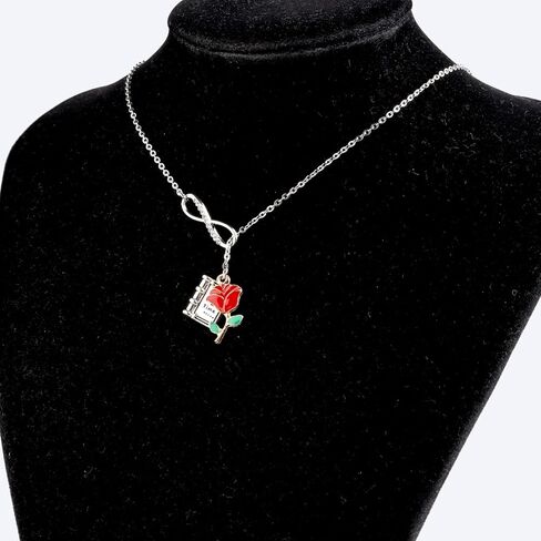 UJIMS Beauty Beast Movies Gifts Belle Rose Pendant Necklace Beauty Fairy Jewelry Rose Flower Bracelet Princess Fans Gift in Saudi Arabia