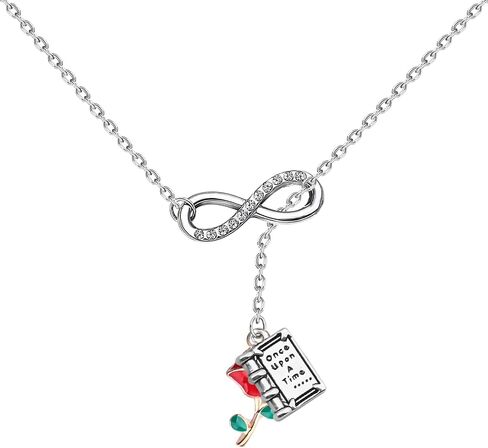 UJIMS Beauty Beast Movies Gifts Belle Rose Pendant Necklace Beauty Fairy Jewelry Rose Flower Bracelet Princess Fans Gift in Saudi Arabia