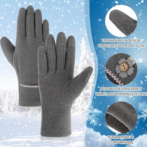 Abeillo 2Pairs Elegant Ladies Winter Warm Gloves,Thermal Warm Lady Gloves Fleece Lined Elastic Cuff for Cold Weather, Fashion Texting Windproof Winter Gloves for Ladies,Women (Purple&Grey) in Saudi Arabia