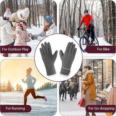 Abeillo 2Pairs Elegant Ladies Winter Warm Gloves,Thermal Warm Lady Gloves Fleece Lined Elastic Cuff for Cold Weather, Fashion Texting Windproof Winter Gloves for Ladies,Women (Purple&Grey) in Saudi Arabia