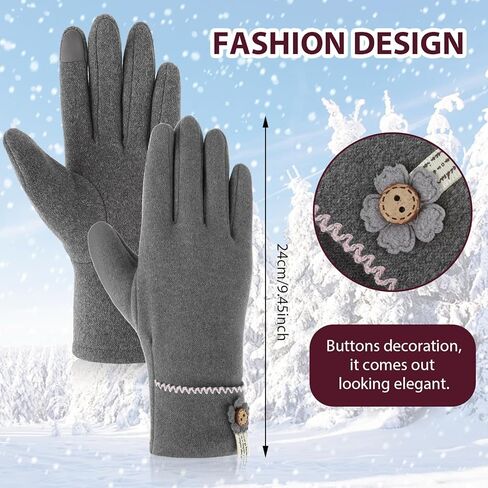 Abeillo 2Pairs Elegant Ladies Winter Warm Gloves,Thermal Warm Lady Gloves Fleece Lined Elastic Cuff for Cold Weather, Fashion Texting Windproof Winter Gloves for Ladies,Women (Purple&Grey) in Saudi Arabia