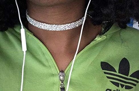 Janefashions 3-row ثلاثة صفوف من حجر الراين النمساوي الشفاف كريستال المختنق قلادة طوق الرقص حفل زفاف حفلة موسيقية الذهب أو الفضة N175 in Saudi Arabia