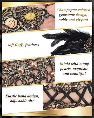 Halloween Masquerade Costume Set of 4, Women's Lace Long Gloves Stretch Wrist Cuffs Bracelets Gothic Black Lace Choker Necklace Feather Masquerade Mask Halloween Cosplay Jewelry Accessories in Saudi Arabia