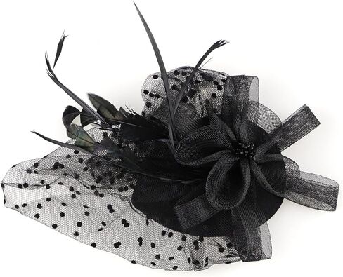 قبعات شبكية رائعة للنساء والفتيات، ريش فاسيناتور، صندوق حبوب منع الحمل، قبعة ديربي، حجاب للوجه عتيق لحفلات الشاي وحفلات الزفاف in Kuwait