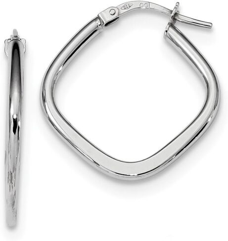 Sonia Jewels 14k White Gold Square Tube Hoops Earrings - 23mm x 22mm in Saudi Arabia
