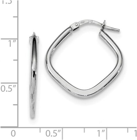 Sonia Jewels 14k White Gold Square Tube Hoops Earrings - 23mm x 22mm in Saudi Arabia