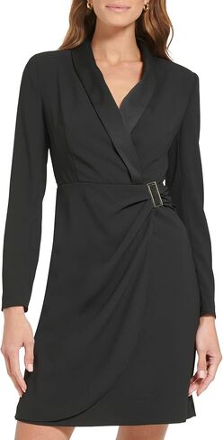 Tommy Hilfiger Women's Petite Jacket Dress Knee-Length Long Sleeve Faux Wrap Novelty in Saudi Arabia