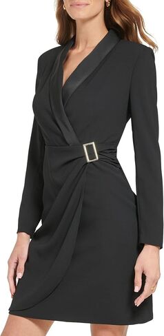 Tommy Hilfiger Women's Petite Jacket Dress Knee-Length Long Sleeve Faux Wrap Novelty in Saudi Arabia