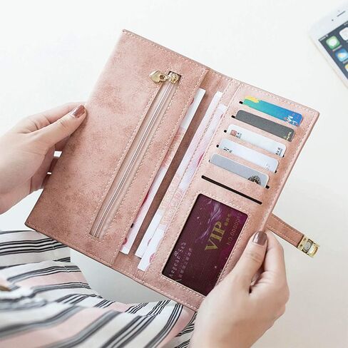 AOXONEL Womens Slim Wallet RFID Ladies Wallets Long Bifold Thin Skinny,Magnetic Closure in Kuwait