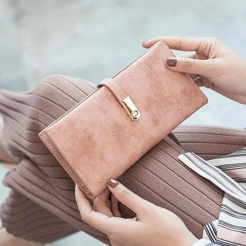 AOXONEL Womens Slim Wallet RFID Ladies Wallets Long Bifold Thin Skinny,Magnetic Closure in Kuwait