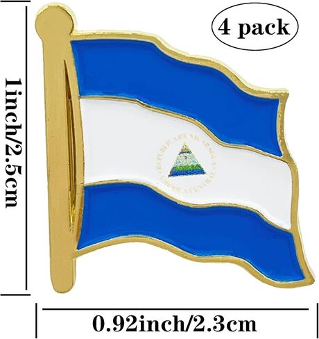 stidsds Nicaragua Flag Pin - Nicaragua Flags Pins Lapel Nicaraguans Flag Enamel Lapel Pin Men Women Suit & Waving Patriotic Metal Badge Souvenir Hat Backpacks Decoration(4 Pack) in Kuwait