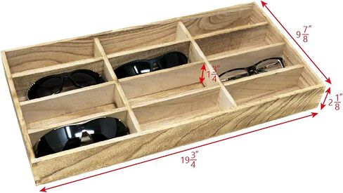 MOOCA Open Top Eyeglass and Sunglasses Storage Wood Case with 12 Compartments - Ideal for Small to Medium Eyewear and Jewelry, Oak Color in Saudi Arabia