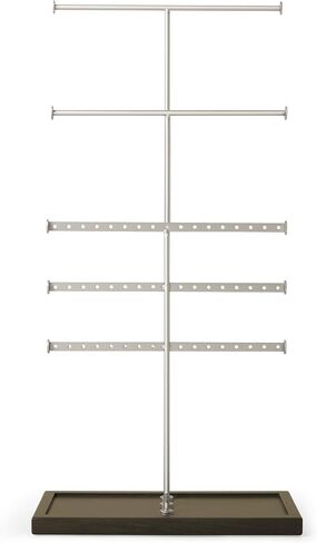 Umbra Trigem Tiered Tabletop Jewelry Organizer Freestanding Hanging Necklace, Earring and Bracelet Display, 5, White/Nickel in Saudi Arabia