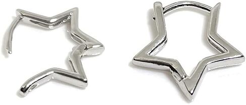 Hypoallergenic Small Star Huggie Earrings for Women 18K Gold/Platinum Plated Cute Girls' Studs Star Small Hoop Earrings for Women Teen Girls Cute Hypoallergenic Placated White Gold Daily Dainty Huggie Earring in Saudi Arabia