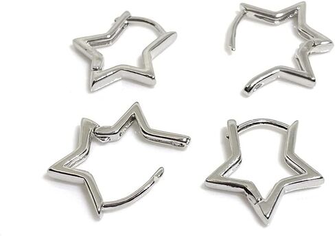 Hypoallergenic Small Star Huggie Earrings for Women 18K Gold/Platinum Plated Cute Girls' Studs Star Small Hoop Earrings for Women Teen Girls Cute Hypoallergenic Placated White Gold Daily Dainty Huggie Earring in Saudi Arabia