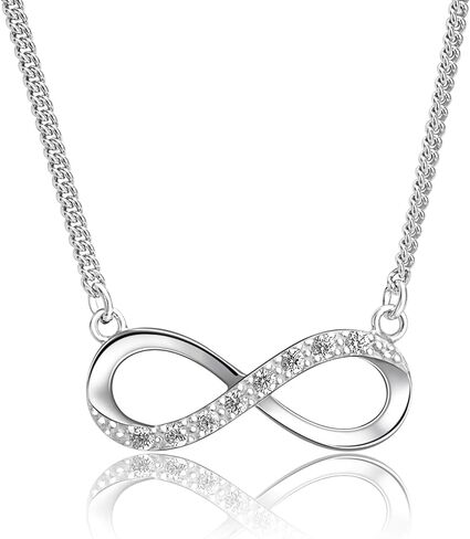 ELEGANZIA إنفينيتي الحب قلادة للنساء أمي ابنة صديقة، 925 الفضة الاسترليني تألق مكعب زركونيا إلى الأبد الحب القلب الصليب قلادة قلادة مجوهرات هدية عيد ميلاد الذكرى in Kuwait