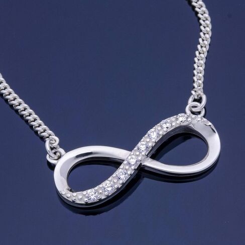 ELEGANZIA إنفينيتي الحب قلادة للنساء أمي ابنة صديقة، 925 الفضة الاسترليني تألق مكعب زركونيا إلى الأبد الحب القلب الصليب قلادة قلادة مجوهرات هدية عيد ميلاد الذكرى in Kuwait