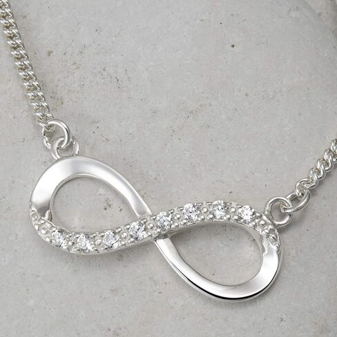 ELEGANZIA إنفينيتي الحب قلادة للنساء أمي ابنة صديقة، 925 الفضة الاسترليني تألق مكعب زركونيا إلى الأبد الحب القلب الصليب قلادة قلادة مجوهرات هدية عيد ميلاد الذكرى in Kuwait