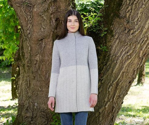 SAOL Herringbone Wool Coat Cardigan for Women in Saudi Arabia