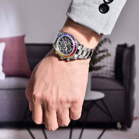باجاني ديزاين ساعات رجالية فاخرة ساعات أوتوماتيكية 40 ملم زجاج ياقوتي ستانلس ستيل ساعة معصم للرجال تاريخ الأسبوع in Kuwait