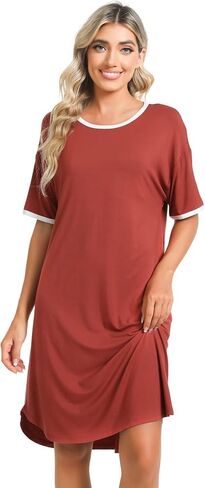 فستان نوم نسائي من LazyCozy من الخيزران الفسكوزي بأكمام قصيرة مريح للسيدات فستان نوم ساخن فلاش لانقطاع الطمث ملابس نوم مريحة in Kuwait