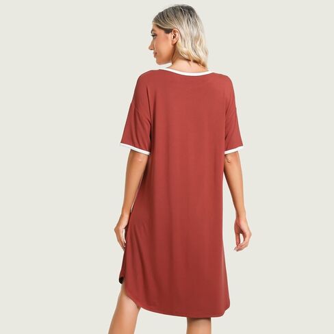 فستان نوم نسائي من LazyCozy من الخيزران الفسكوزي بأكمام قصيرة مريح للسيدات فستان نوم ساخن فلاش لانقطاع الطمث ملابس نوم مريحة in Kuwait