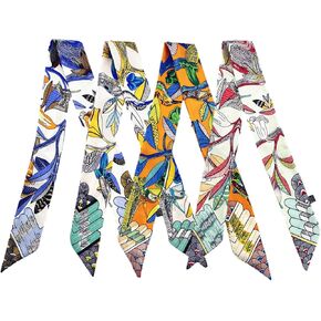 QTMY 4 Pack Purse Scarf for Bags Silk Head Scarf for Hair Handbag Women Scarfs Band Hair Neck Scarves Fashion Gifts,18-4 in Kuwait