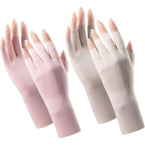 Women Cool Ice Silk Fingerless Driving Gloves Sunblock Non-Slip Outdoor Light-Thin Gloves Fishing Hiking Outdoor