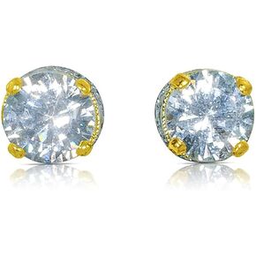 اقراط ثقب الاذن الذهبية 5 ملم مرصعة بحجر الزركونيا المكعب الشفاف "ستودكس سيستم 75" لا تسبب الحساسية in Kuwait