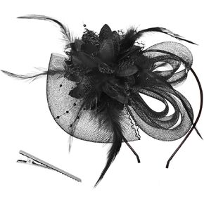 Song Qing Women's Fascinators Tea Party Hat Church Cocktail Derby Hat Wedding Feathers Mesh Headpiece in Kuwait