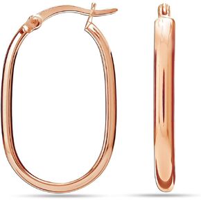 Charmsy 925 Sterling Silver Jewelry Light-Weight Click-Top Rectangular Square Hoop Earrings for Women