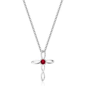 UEUC Silver Birth Stones Cross Necklace for Women Infinity Heart Religious Faith Zircon Cross Necklace for Ladies Jewelry Gifts 18’’+2’’ Chain in Kuwait