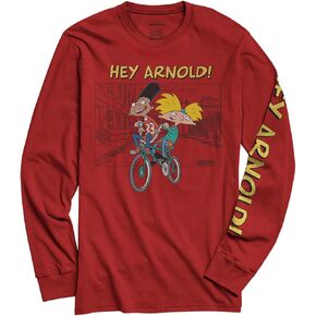 قميص Nickelodeon رجالي بأكمام طويلة - ملابس #TBT للرجال في التسعينيات - Rugrats، Hey Arnold، Ren وStimpy