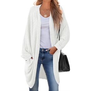 سترة نسائية من IWOLLENCE بأكمام طويلة ومفتوحة من الأمام، سترة كيمونو داستر كبيرة الحجم مع جيوب in Kuwait