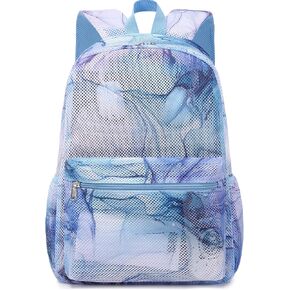 Mesh Backpack for Kids Boys,Luminous Flame Game Controller Semi-Transparent Mesh School Bookbag with Storage Pouch Lightweight Casual Daypack for Teens Gamer School Travel Beach Blue Game in Kuwait
