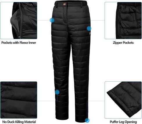 سروال منتفخ خفيف الوزن للسيدات من Little Donkey Andy، سروال منتفخ مبطن وعازل للتزلج لثلج الشتاء in Kuwait