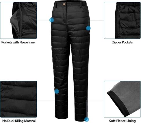 سروال منتفخ خفيف الوزن للسيدات من Little Donkey Andy، سروال منتفخ مبطن وعازل للتزلج لثلج الشتاء in Kuwait