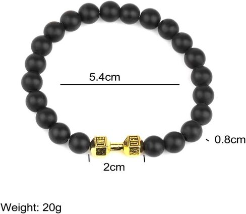 Dumbbell Bracelet for Men Gym Bros Bracelet Black Barbell Bracelet Set,2Pcs Natural Volcanic Stone Bracelet Anxiety Bead Bracelet Traintough Dumbbell Bracelet Fitness Barbell Jewelry for Men Women in Kuwait