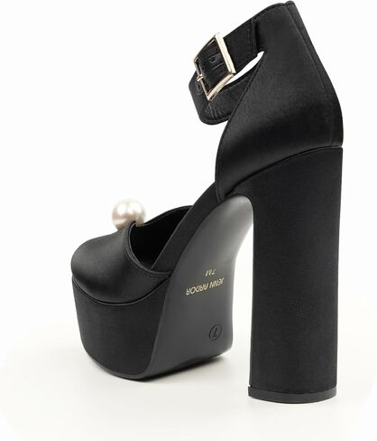 JENN ARDOR Women's Stylish Chunky Platform High Block Heels with Pearl Comfortable Open Toe Ankle Strap Dress Wedding Work Pumps Shoes in Saudi Arabia