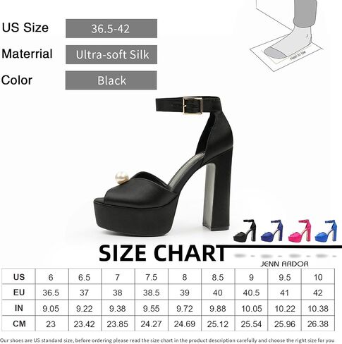 JENN ARDOR Women's Stylish Chunky Platform High Block Heels with Pearl Comfortable Open Toe Ankle Strap Dress Wedding Work Pumps Shoes in Saudi Arabia
