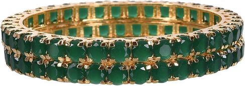 Ratnavali Jewels CZ Zirconia Gold Tone Green Red Blue Diamond Bollywood Indian Bangles Bracelet Jewelry Women in Saudi Arabia